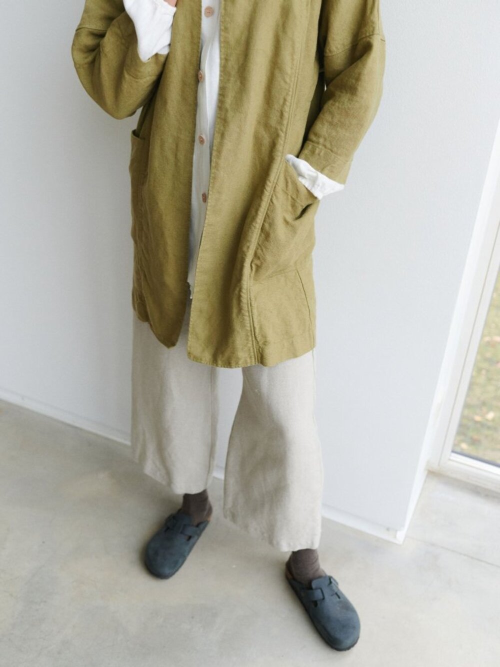 Linenfox Juniper Heavy Linen Jacket Olive size XS